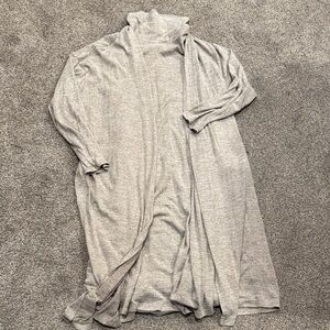 Light Beige Long Open Front Cardigan with Sleeveless Dress